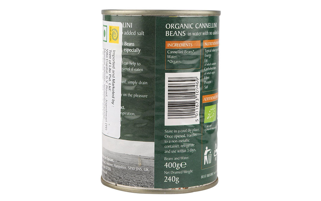 Epicure Organic Cannellini Beans, In water with no added salt   Tin  400 grams